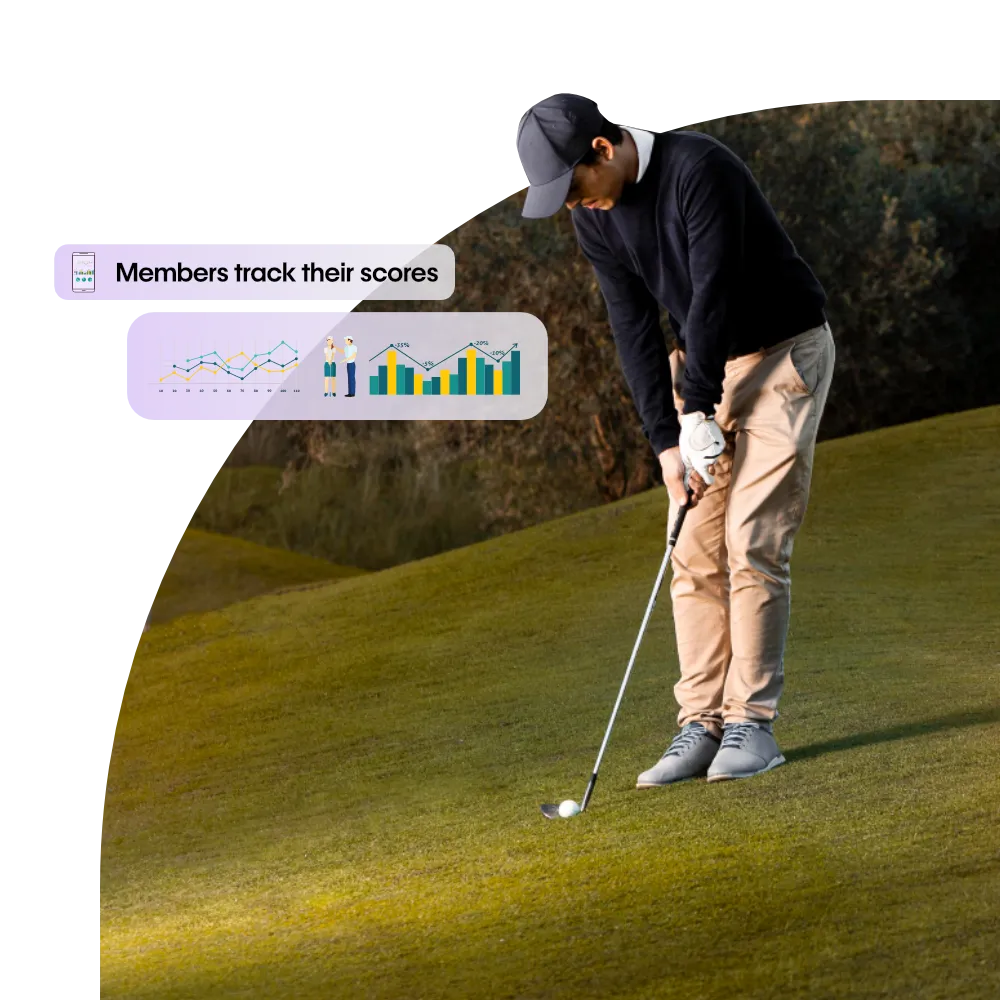 image of a golfer indicating the access that members can get through a portal